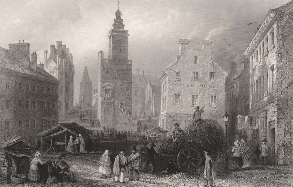 The Market Place, Dumfries. Scotland. BARTLETT c1840 old antique print picture